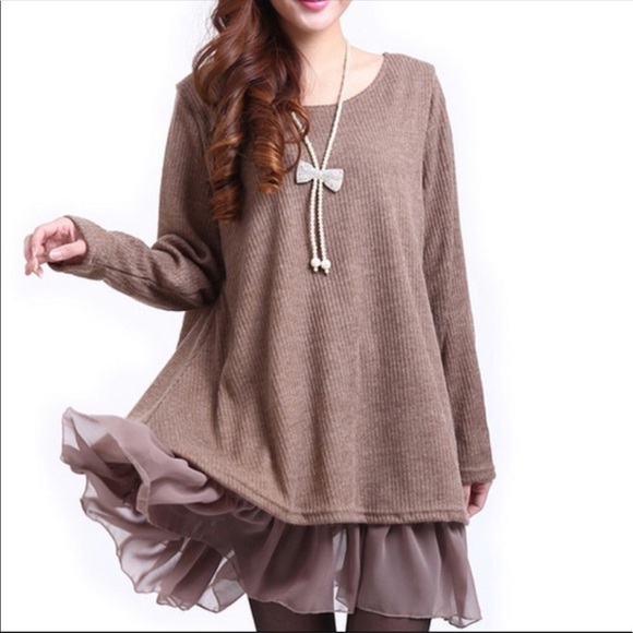 Knit Top/Tunic Double Layered Sweater Plus - Picture 5 of 8